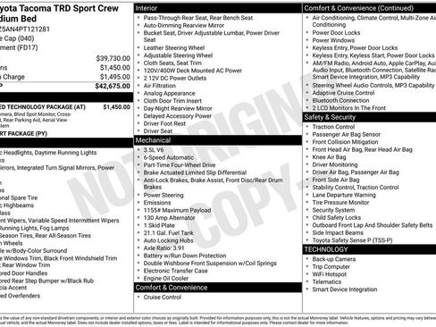 Used 2023 Toyota Tacoma TRD Sport w/ Advanced Technology Package AWD/4WD image 6