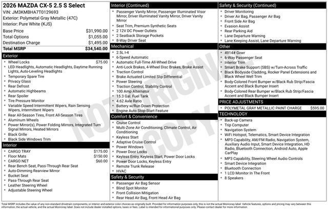 New 2026 MAZDA CX-5 Select AWD/4WD image 27