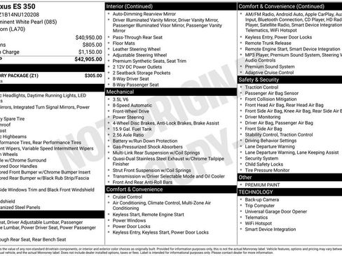 Used 2022 Lexus ES 350 w/ Accessory Package FWD image 22