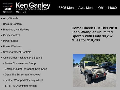 Used 2018 Jeep Wrangler Unlimited Sport S AWD/4WD image 5