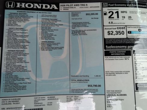 New 2026 Honda Pilot Touring image 16