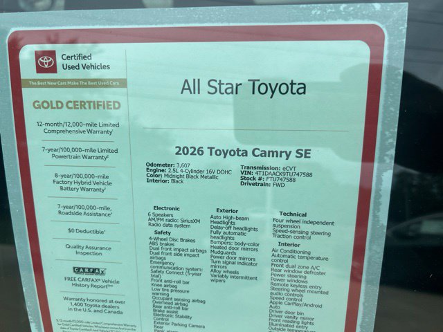 Used 2026 Toyota Camry SE w/ Convenience Package FWD image 22