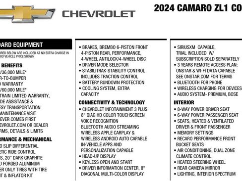 Used 2024 Chevrolet Camaro ZL1 RWD image 3
