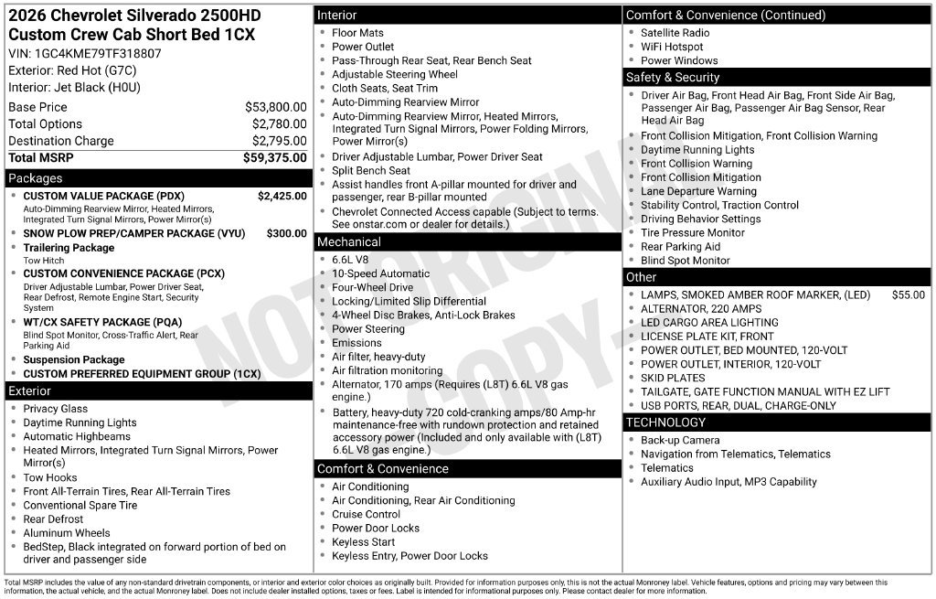 New 2026 Chevrolet Silverado 2500 Custom w/ Custom Value Package AWD/4WD image 25