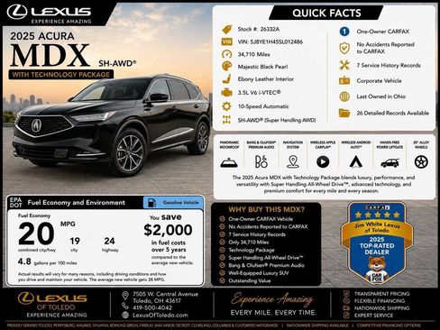 Used 2025 Acura MDX SH-AWD w/ Technology Package image 2