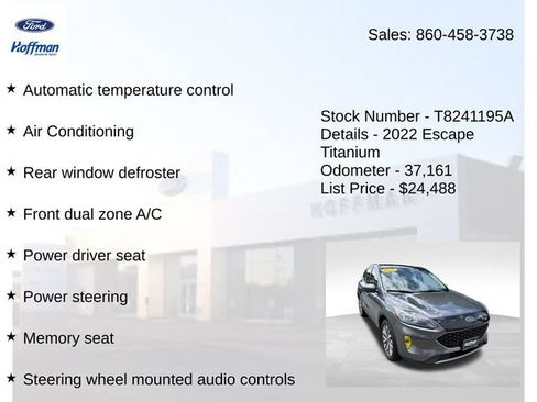 Used 2022 Ford Escape Titanium w/ Class II Trailer Tow Package AWD/4WD image 10