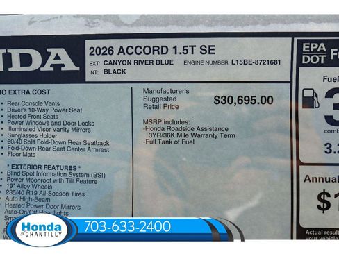 New 2026 Honda Accord SE image 38