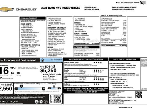 Used 2021 Chevrolet Tahoe 4WD w/ Remote Keyless Entry Package image 3