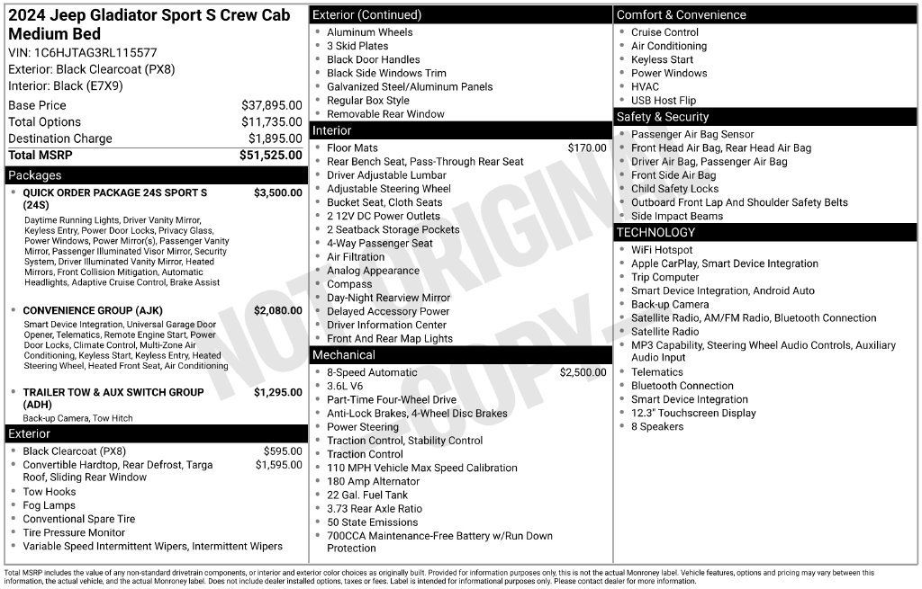 Used 2024 Jeep Gladiator Sport AWD/4WD image 3