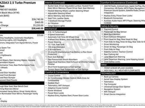 New 2026 MAZDA MAZDA3 2.5 Turbo Sedan w/Premium Plus AWD/4WD image 65