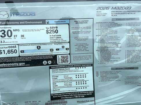 New 2026 MAZDA MAZDA3 2.5 S Sedan w/ Preferred Pkg FWD image 21