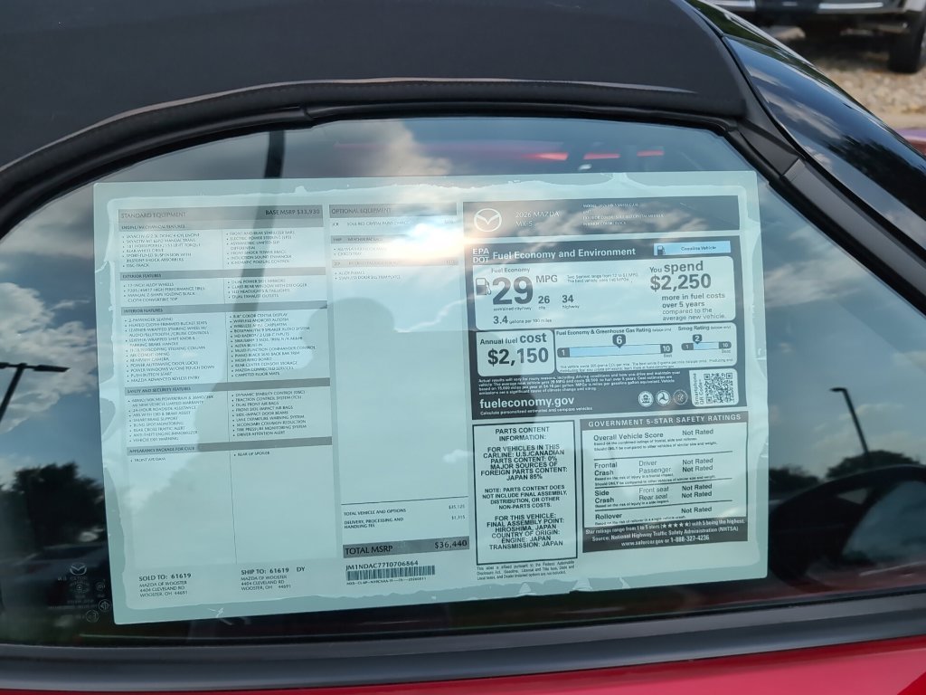 New 2026 MAZDA MX-5 Miata Club w/ Interior Package RWD image 13