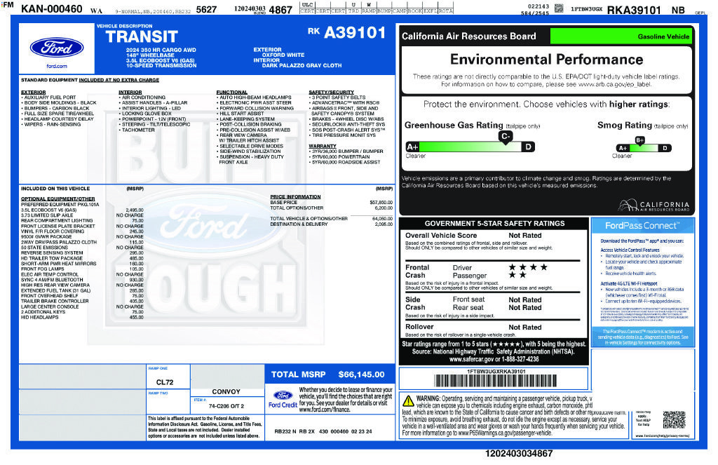Used 2024 Ford Transit 350 148 High Roof Extended AWD image 13