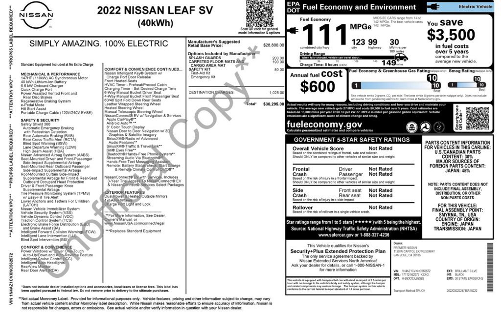 Used 2022 Nissan Leaf SV FWD image 2