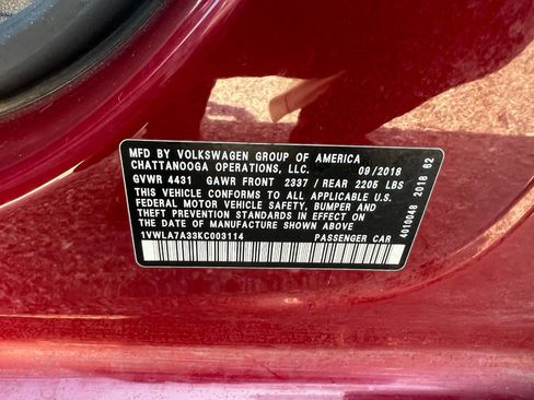 Used 2019 Volkswagen Passat 2.0T Wolfsburg w/ Wheels & Sunroof Package FWD image 14