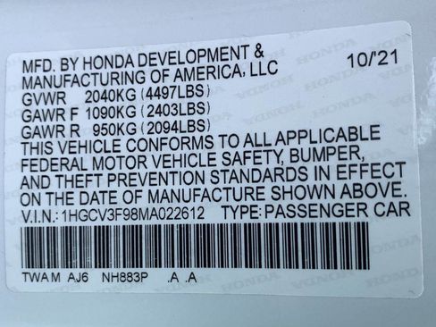 Certified 2021 Honda Accord Touring image 50