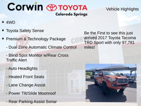 Used 2017 Toyota Tacoma TRD Sport w/ Premium & Technology Package image 4