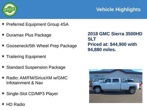 Used 2018 GMC Sierra 3500 SLT w/ Duramax Plus Package AWD/4WD image 2