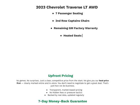 Used 2023 Chevrolet Traverse LT w/ LPO, Floor Liner Package image 2