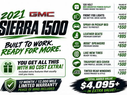 Certified 2021 GMC Sierra 1500 SLT w/ SLT Premium Plus Package AWD/4WD image 11