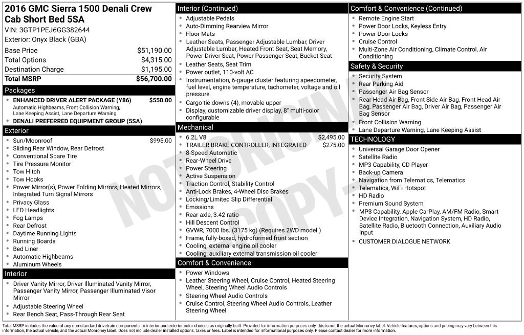 Used 2016 GMC Sierra 1500 Denali w/ Enhanced Driver Alert Package RWD image 5