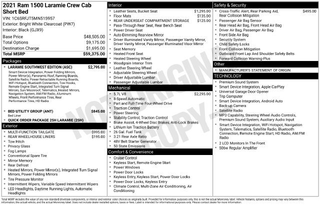 Used 2021 RAM 1500 Laramie w/ Laramie Southwest Edition AWD/4WD image 21