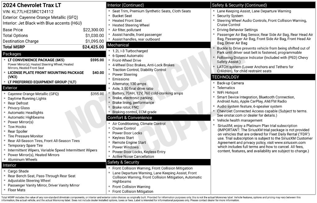 Used 2024 Chevrolet Trax LT w/ LT Convenience Package FWD image 2