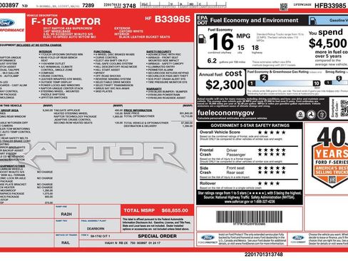 Used 2017 Ford F150 Raptor w/ Equipment Group 802A Luxury image 41