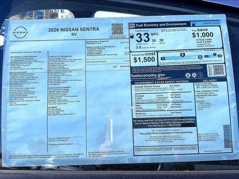 New 2026 Nissan Sentra SV w/ Floor Mat Package image 17