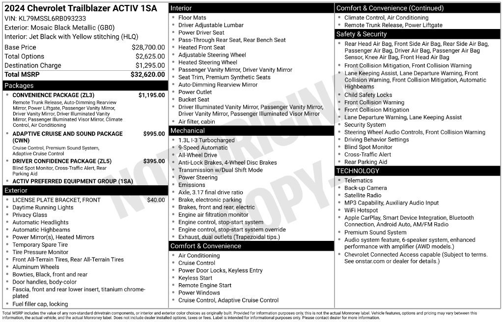 Used 2024 Chevrolet TrailBlazer ACTIV w/ Convenience Package AWD/4WD image 5