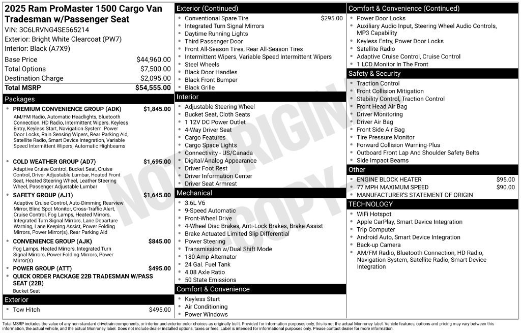 Used 2025 RAM ProMaster 1500 w/ Premium Convenience Group FWD image 12
