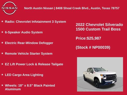 Used 2022 Chevrolet Silverado 1500 Custom Trail Boss AWD/4WD image 22
