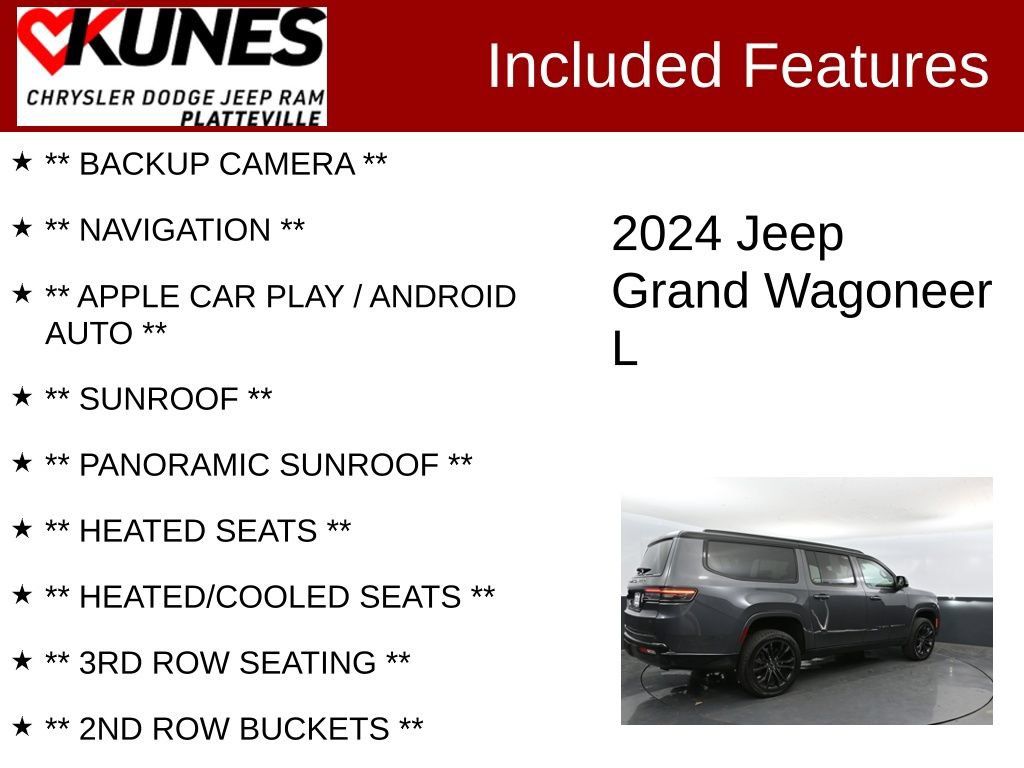 Used 2024 Jeep Grand Wagoneer L Series II w/ Quick Order Packagew 28T AWD/4WD image 2