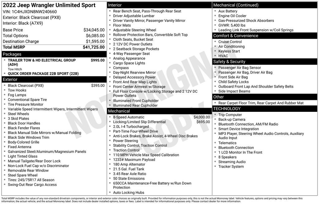 Used 2022 Jeep Wrangler Unlimited Sport AWD/4WD image 3