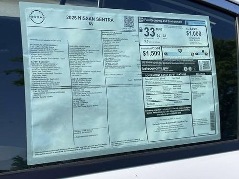 New 2026 Nissan Sentra SV w/ SV Convenience Package FWD image 2