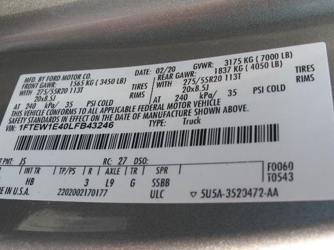 Used 2020 Ford F150 Lariat w/ Equipment Group 502A Luxury AWD/4WD image 60