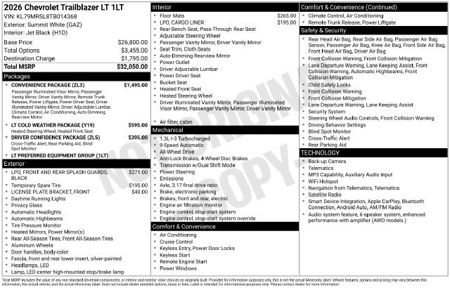 Used 2026 Chevrolet TrailBlazer LT w/ Convenience Package AWD/4WD image 1