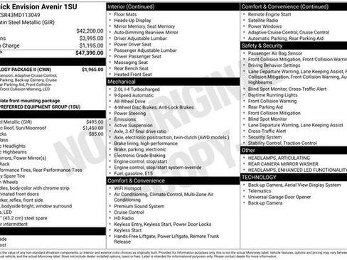 Used 2021 Buick Envision Avenir w/ Technology Package II AWD/4WD image 3