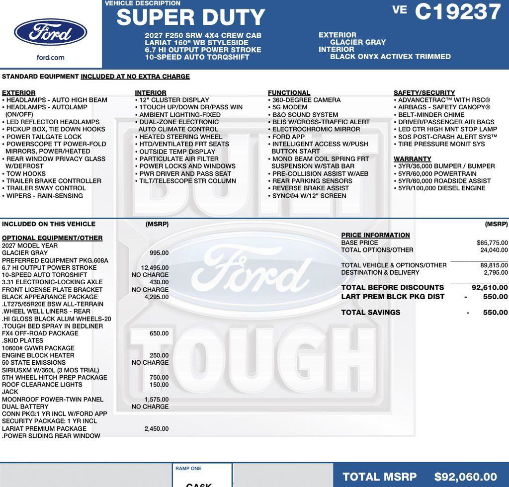 New 2027 Ford F250 Lariat w/ Black Appearance Package AWD/4WD image 2