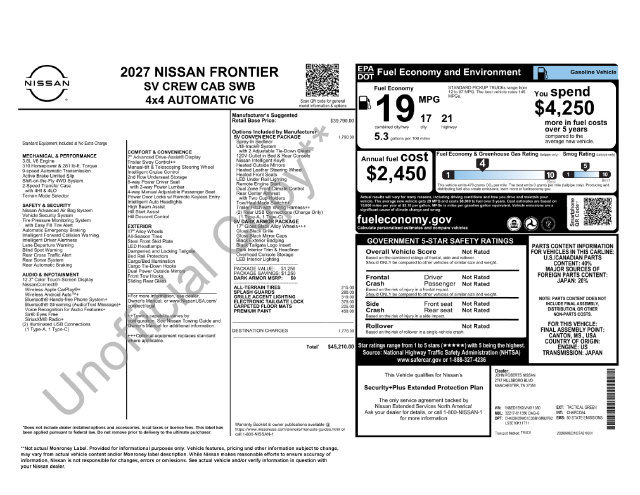 New 2027 Nissan Frontier SV w/ SV Convenience Package AWD/4WD image 21