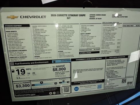 New 2026 Chevrolet Corvette Stingray Premium Cpe w/ Z51 Performance Package image 34