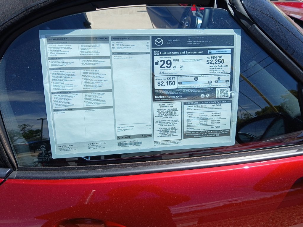 New 2026 MAZDA MX-5 Miata Club w/ Interior Package RWD image 7