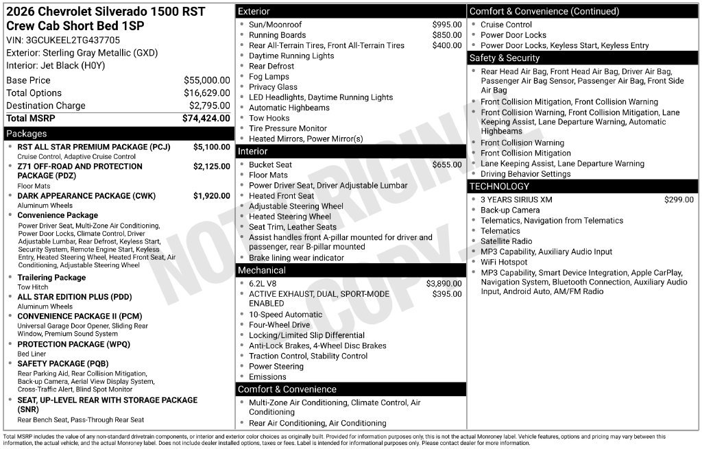 New 2026 Chevrolet Silverado 1500 RST w/ RST All Star Premium Package AWD/4WD image 26