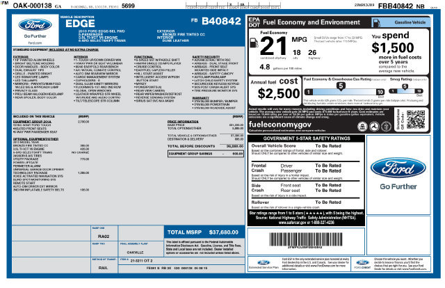 Used 2015 Ford Edge SEL w/ Equipment Group 201A FWD image 14