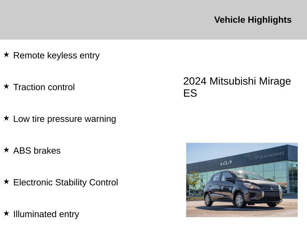 Used 2024 Mitsubishi Mirage ES FWD image 2