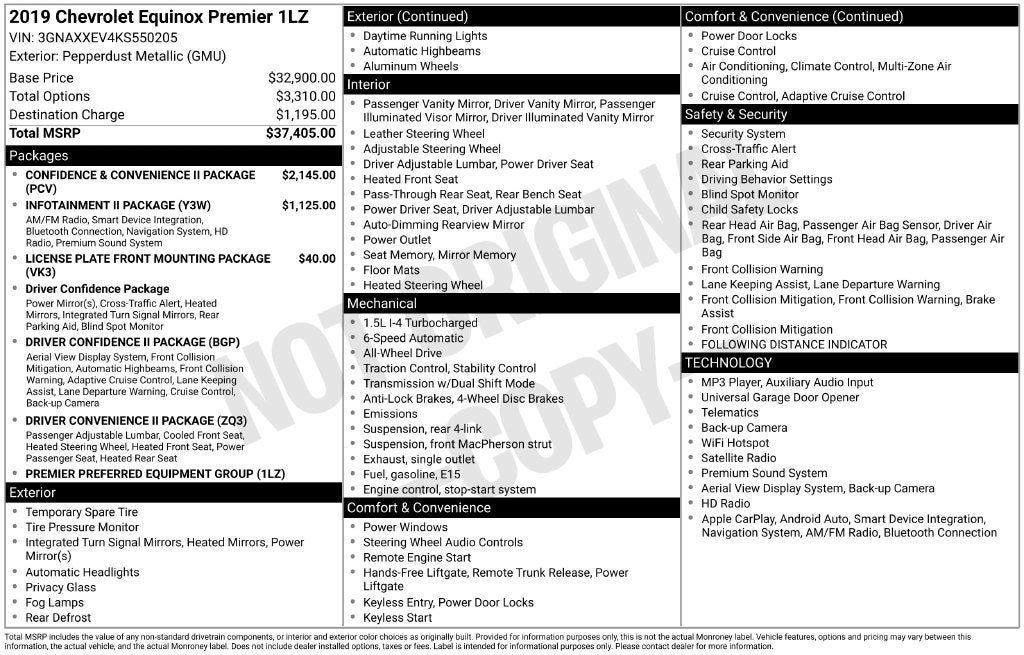 Used 2019 Chevrolet Equinox Premier AWD/4WD image 3