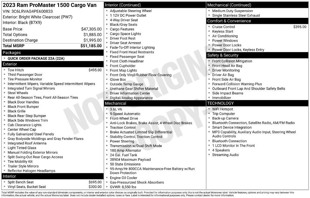 Used 2023 RAM ProMaster 1500 FWD image 5
