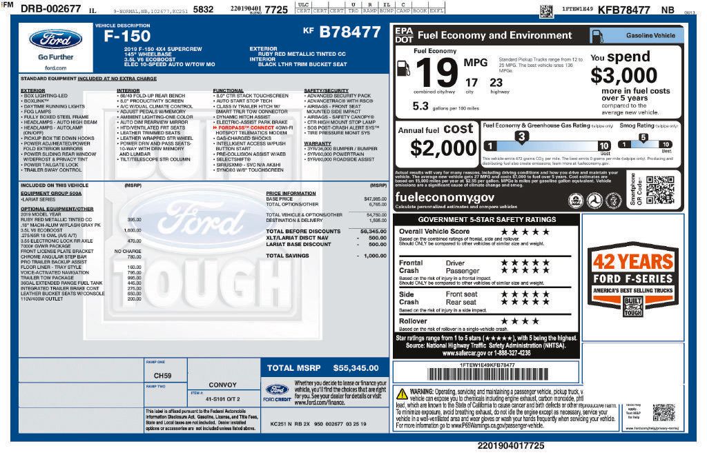 Used 2019 Ford F150 Lariat w/ Trailer Tow Package AWD/4WD image 5
