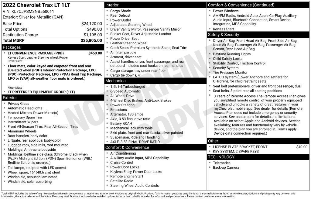 Used 2022 Chevrolet Trax LT w/ LT Convenience Package AWD/4WD image 3
