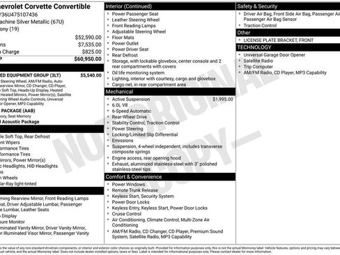 Used 2007 Chevrolet Corvette Convertible w/ Preferred Equipment Group RWD image 19